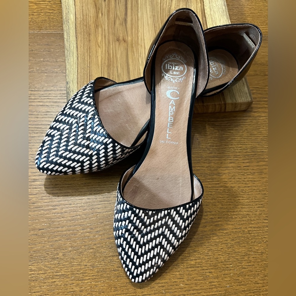 Jeffrey Campbell In Love Black and Tan Leather D'Orsay Flats - Picture 3 of 8